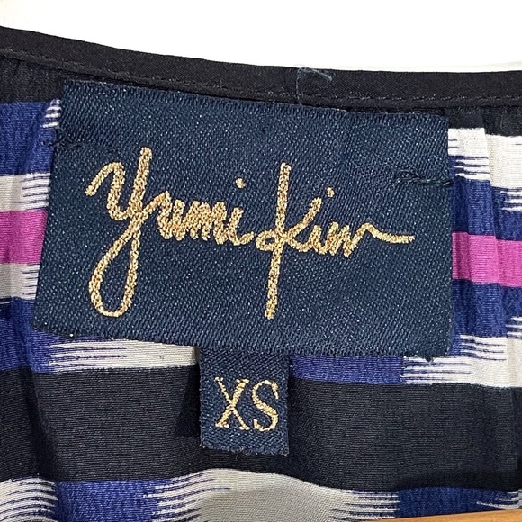 Yumi Kim Women’s Size XS Multi Color Striped Silk Lightweight Tie Keyhole Dress - Picture 4 of 12